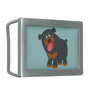 Cute Playful Cartoon Rottweiler Belt Buckle