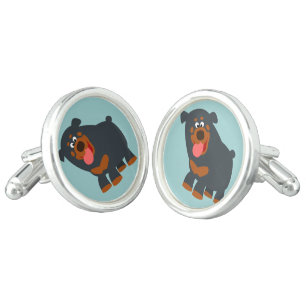 Cute Playful Cartoon Rottweiler Cufflinks