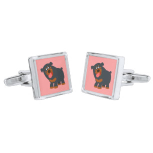 Cute Playful Cartoon Rottweiler Cufflinks