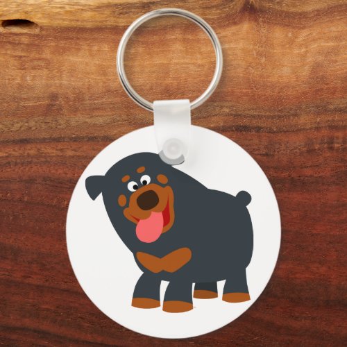 Cute Playful Cartoon Rottweiler Keychain