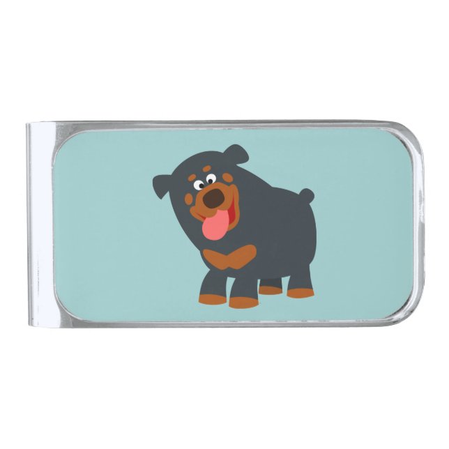 Cute Playful Cartoon Rottweiler Money Clip (Front)