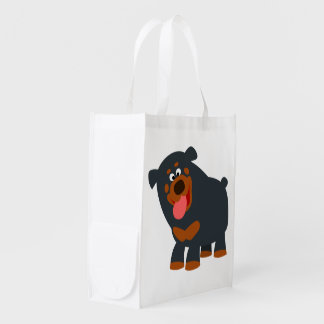Cute Playful Cartoon Rottweiler Reusable Bag