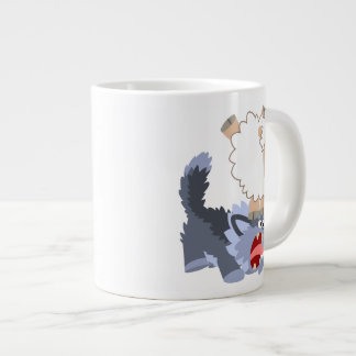 Cute Playful Cartoon Sheep and Wolf Jumbo Mug