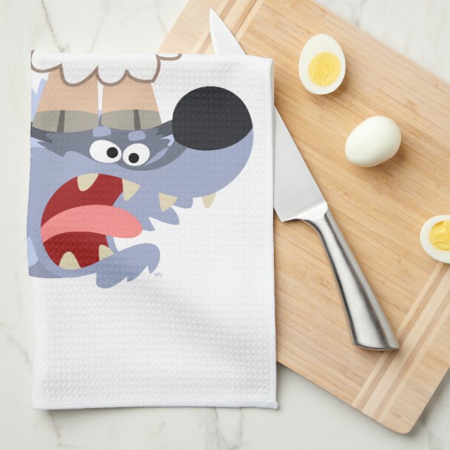 Cute Playful Cartoon Sheep and Wolf Kitchen Towel (Quarter Fold)