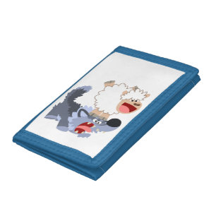 Cute Playful Cartoon Sheep and Wolf Wallet