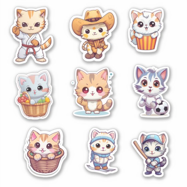 Cute Playful Cat Collection  Sticker (Front)