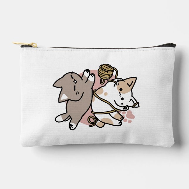 Cute Playful Cats Design – Fun Paws and Play Art Accessory Pouch (Front)