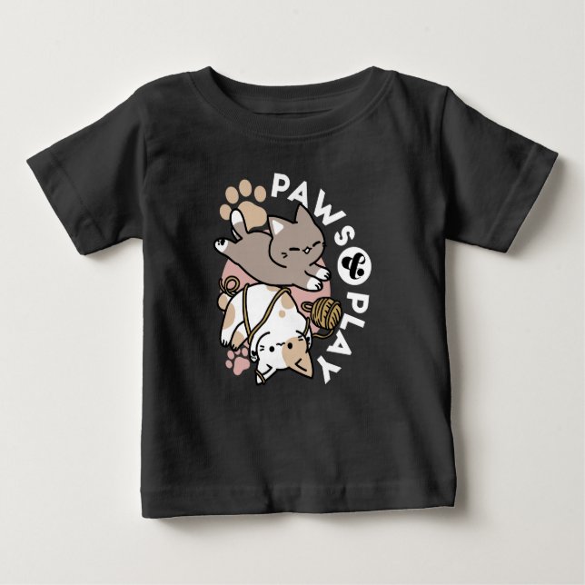 Cute Playful Cats Design – Fun Paws and Play Art Baby T-Shirt (Front)