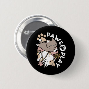 Cute Playful Cats Design – Fun Paws and Play Art Button