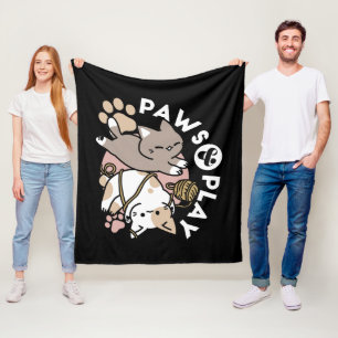 Cute Playful Cats Design – Fun Paws and Play Art Fleece Blanket