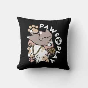 Cute Playful Cats Design – Fun Paws and Play Art Throw Pillow