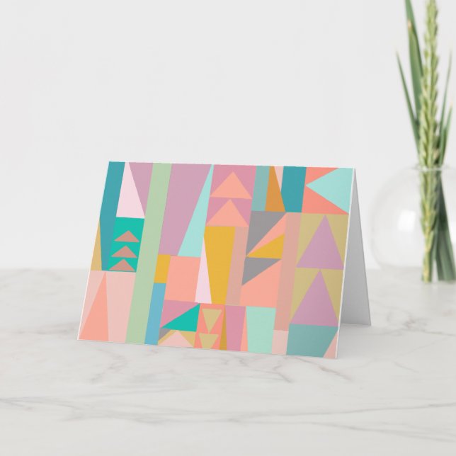 Cute Playful Color Modern Geometric Shapes Pattern Card (Front)
