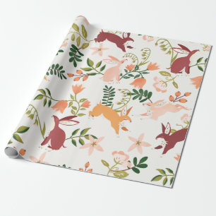 Cute, Playful & Colorful Bunny Pattern Wrapping Paper