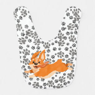 Cute Playful Corgi Puppy Baby Bib