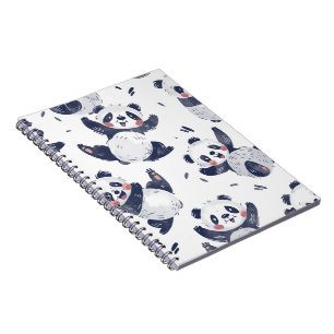 Cute Playful Dancing Panda Pattern Spiral Notebook