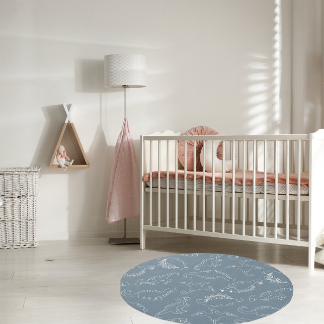 Cute Playful Dino Themed Gray Nursery Kid's Room Rug (Creator Uploaded)