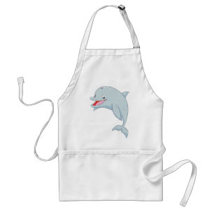 Cute Playful Dolphin Cartoon Adult Apron