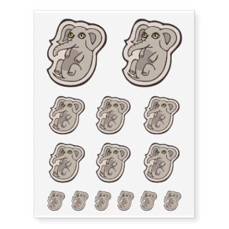 Cute Playful Gray Baby Elephant Drawing Design Temporary Tattoos