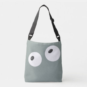 cute, playful, kind white eyes with black pupils crossbody bag