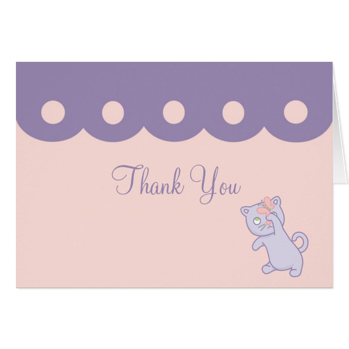 Cute Playful Kitten Birthday Party Thank You Note Greeting Card