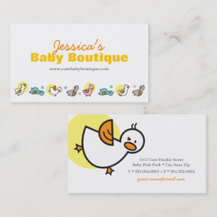 Cute Playful Pastels Cartoon Baby Ducklings & Dots Business Card