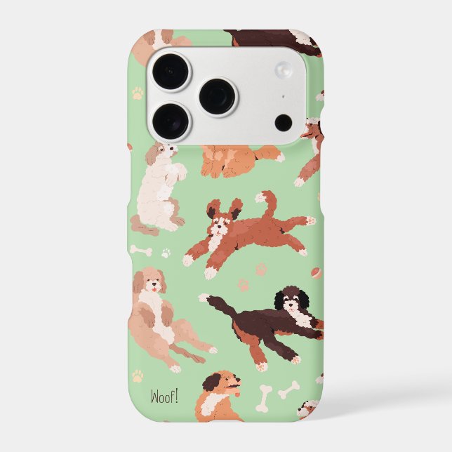 Cute Playful Poodle Dog Pattern  iPhone Case (Back)