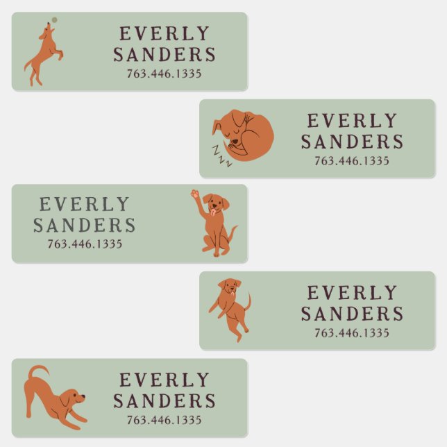 Cute Playful Puppy Dogs Kids' Labels (Group)