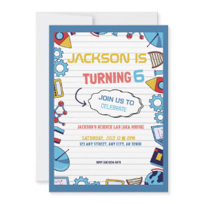 Cute Playful Science Lab Kids Birthday Party  Invitation