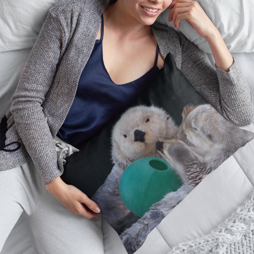 Cute Playful Sea Otters Accent Pillow