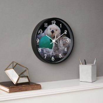 Cute Playful Sea Otters Clock by northwestphotos at Zazzle