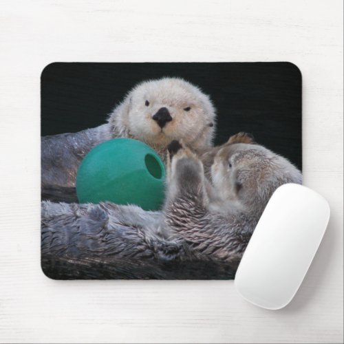 Cute Playful Sea Otters Mouse Pad