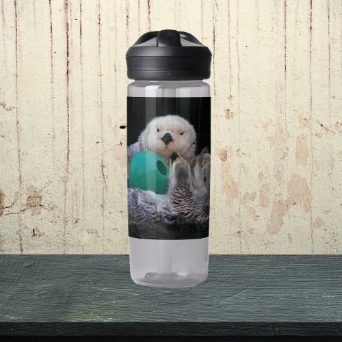 Cute Playful Sea Otters Photo Water Bottle