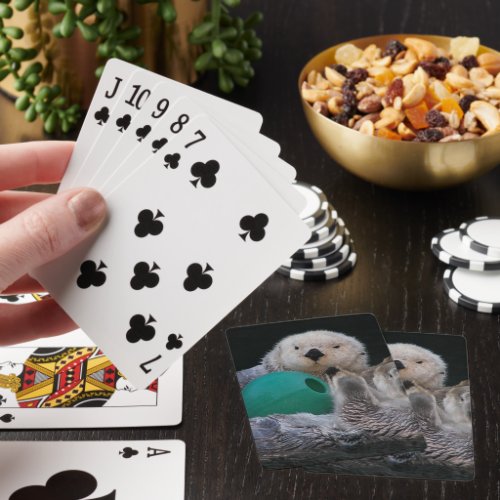 Cute Playful Sea Otters Poker Cards