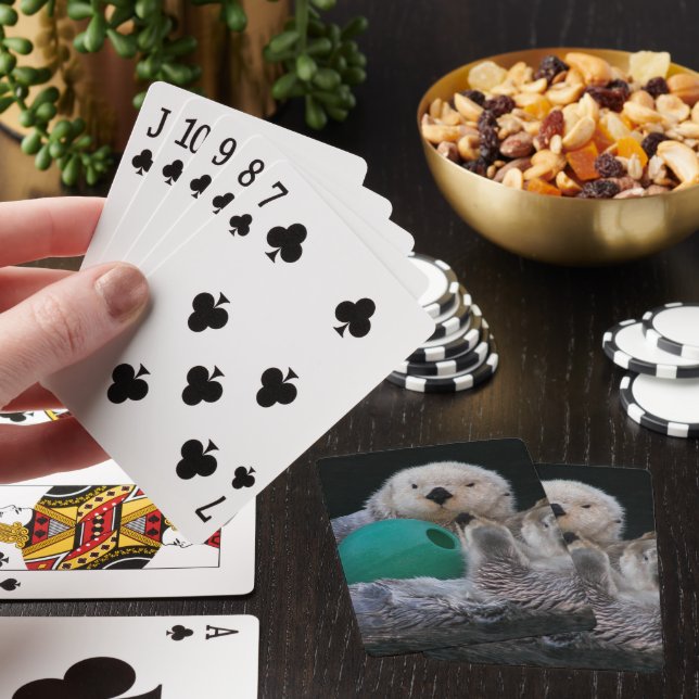Cute Playful Sea Otters Poker Cards (In Situ)