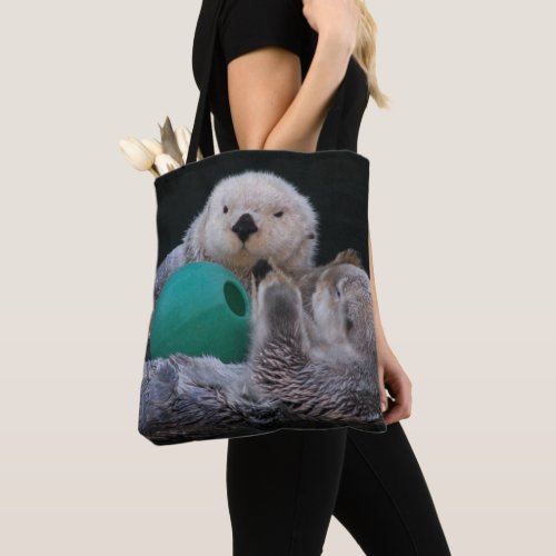 Cute Playful Sea Otters Tote Bag
