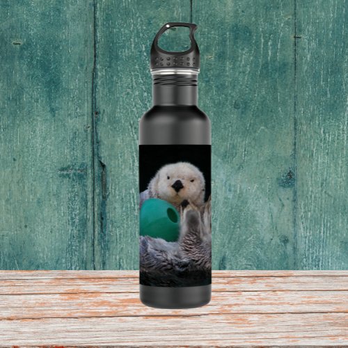 Cute Playful Sea Otters Water Bottle