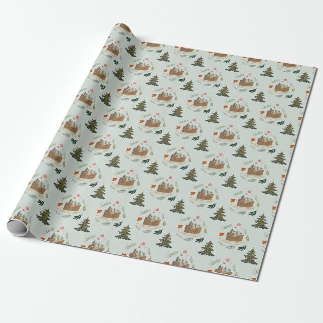 Cute Playful Sleigh Holiday Christmas Gift Wrappin Wrapping Paper (Unrolled)