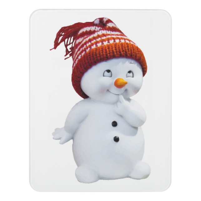 CUTE PLAYFUL SNOWMAN DOOR SIGN (Contemporary Vert)