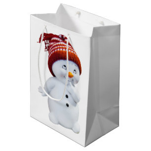 CUTE PLAYFUL SNOWMAN MEDIUM GIFT BAG