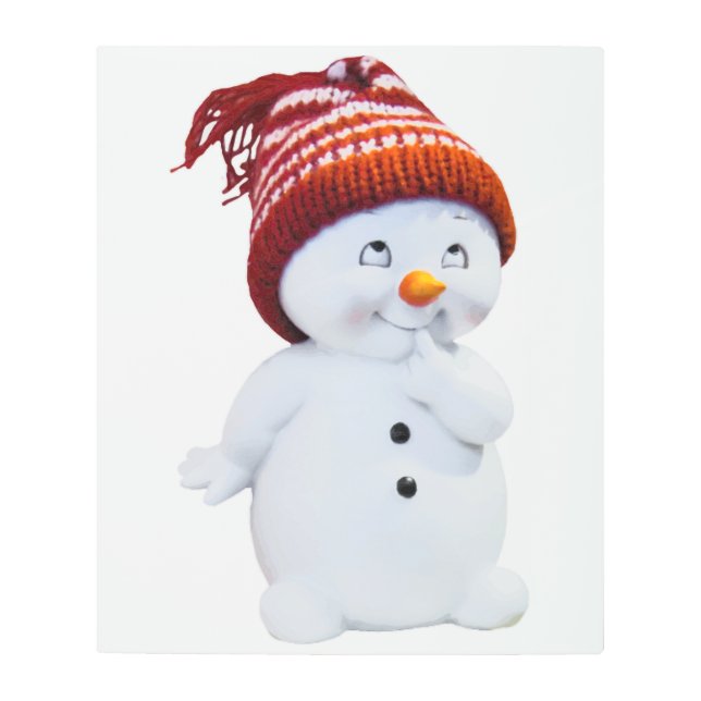 CUTE PLAYFUL SNOWMAN METAL PRINT (Front)