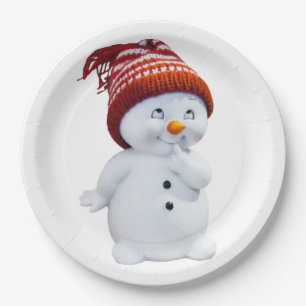 CUTE PLAYFUL SNOWMAN PAPER PLATES