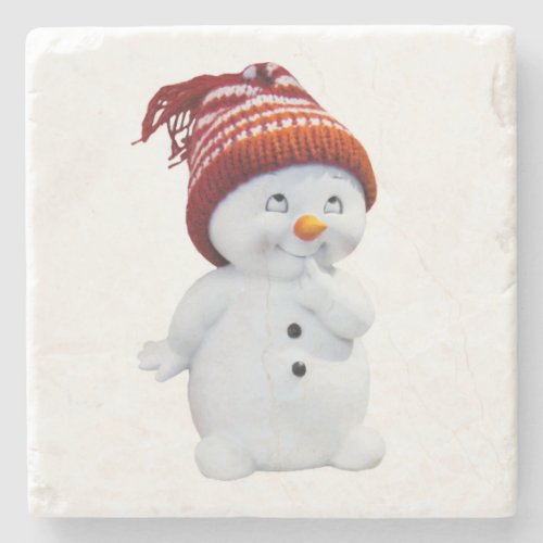 CUTE PLAYFUL SNOWMAN STONE COASTER