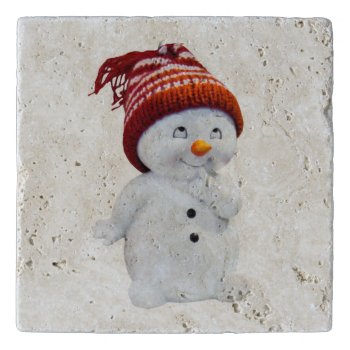 Cute Playful Snowman Trivet by Awesoma at Zazzle