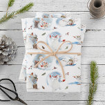 Cute Playful Snowman  Wrapping Paper Sheets<br><div class="desc">Welcome to winter with the Fun Winter Snowman Kids Cartoon Pattern Wrapping Paper! This cheerful design will have your loved ones smiling from ear to ear. With charming, colorful depictions of a family of snowmen enjoying all that winter has to offer - from skiing and ice-skating, to snuggling up for...</div>