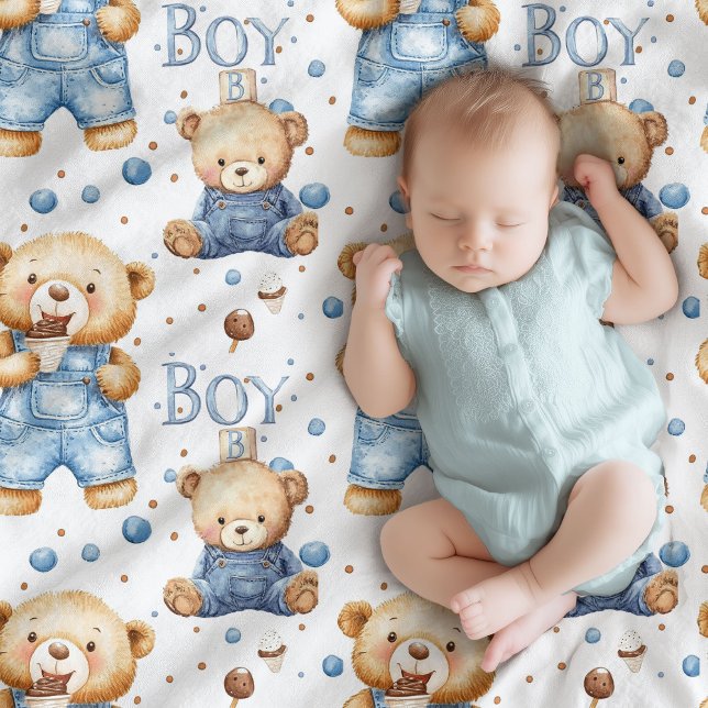 Cute playful teddy bears boy baby shower blanket (Cute playful teddy bears boy baby shower blanket)