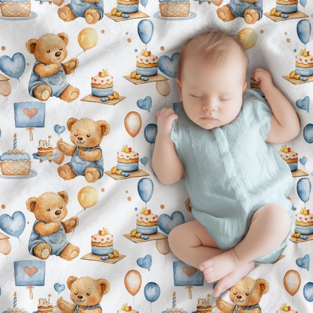 Cute playful teddy bears boy baby shower blanket (Cute playful teddy bears boy baby shower blanket)