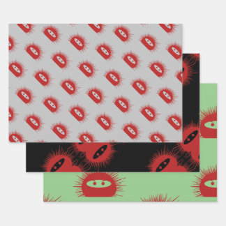 Cute Playful Wrapping Paper Flat Sheet Set of 3