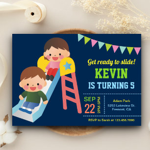 Cute Playground Slide Kids Birthday Party Invite