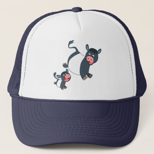 Cute Playing Belted Galloway Cow  Calf Hat