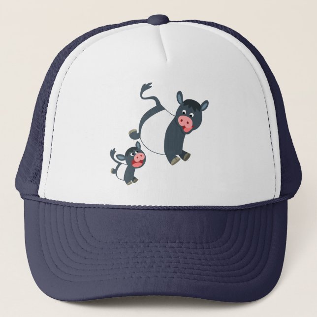 Cute Playing Belted Galloway Cow & Calf Hat (Front)